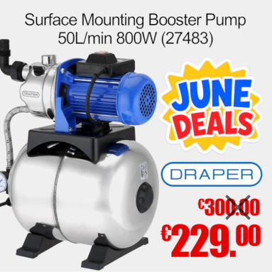 Draper Stainless Steel Surface Mounting Booster Pump 50L/min 800W