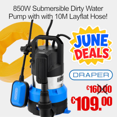Draper 230V 850W Submersible Dirty Water Pump with Float Switch