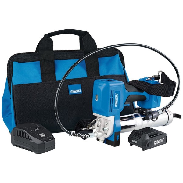 Draper D20 20V Grease Gun Kit, 1 x 2.0Ah Battery, 1 x Charger (3 Piece) (03359) Draper D20 20V Grease Gun Kit, 1 x 2.0Ah Battery, 1 x Charger (3 Piece) (03359)