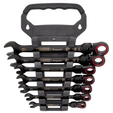 Draper Expert Hi-Torq® Metric Flexible Head Ratchet Combination Spanner Set, Black (7 Piece)