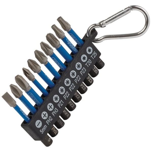 Draper Expert Impact Screwdriver Bit Set, 50mm, 1/4" Hex (10 Piece) (04933) Draper Expert Impact Screwdriver Bit Set, 50mm, 1/4" Hex (10 Piece) (04933)