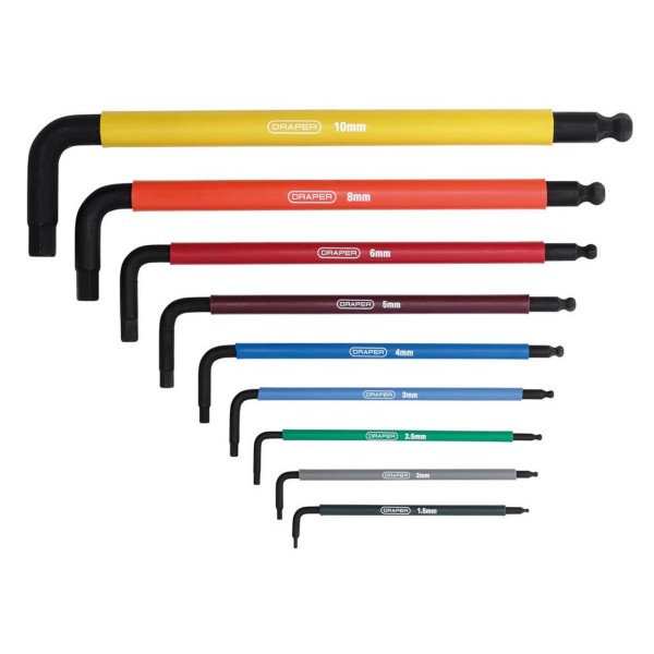 Draper Extra-Long Arm Hex Key Set (9 Piece) (07109) Draper Extra-Long Arm Hex Key Set (9 Piece) (07109)