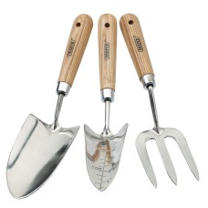 Draper Heritage Stainless Steel Hand Fork and Trowels Set with Ash Handles (3 Piece) (09565)