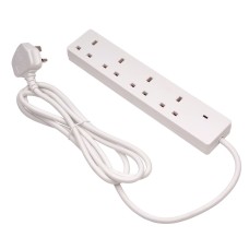 Draper Four Socket Extension Lead with Neon Indicator, 2m (09657)