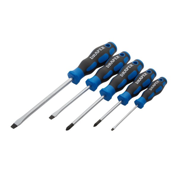 Draper Soft Grip Screwdriver Set, 3 x Plain Slot, 2 x PZ TYPE (5 Piece) (09783) Draper Soft Grip Screwdriver Set, 3 x Plain Slot, 2 x PZ TYPE (5 Piece) (09783)