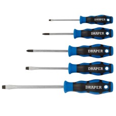 Draper Soft Grip Screwdriver Set, 3 x Plain Slot, 2 x PZ TYPE (5 Piece) (09783)