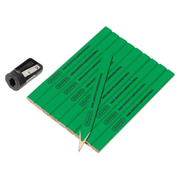 Draper Carpenter's Pencils with Sharpener (Pack of 10) (12145) Draper Carpenter's Pencils with Sharpener (Pack of 10) (12145)