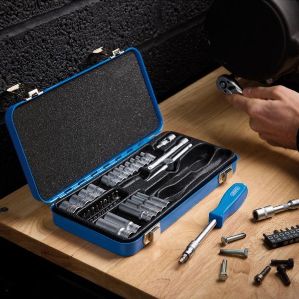 Draper Metric Socket Set in Metal Case, 1/4" Sq. Dr. (45 Piece) (16365) Draper Metric Socket Set in Metal Case, 1/4" Sq. Dr. (45 Piece) (16365)