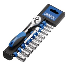 Draper Metric Socket and Ratchet Set, 1/4" Sq. Dr. (12 Piece) (16369) Draper Metric Socket and Ratchet Set, 1/4" Sq. Dr. (12 Piece) (16369)