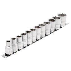 Draper Socket Set on Metal Rail, 1/2" Sq. Dr. (12 Piece) (16402)