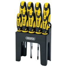 Draper Soft Grip Screwdriver Set with Storage Stand - Yellow (9 Piece)