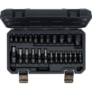 BGS Technic Bit Socket / Socket Set | 6.3 mm (1/4"), 10 mm (3/8"), 12.5 mm (1/2") Drive | E-Star / T-Star (for Torx) | 25 pcs.