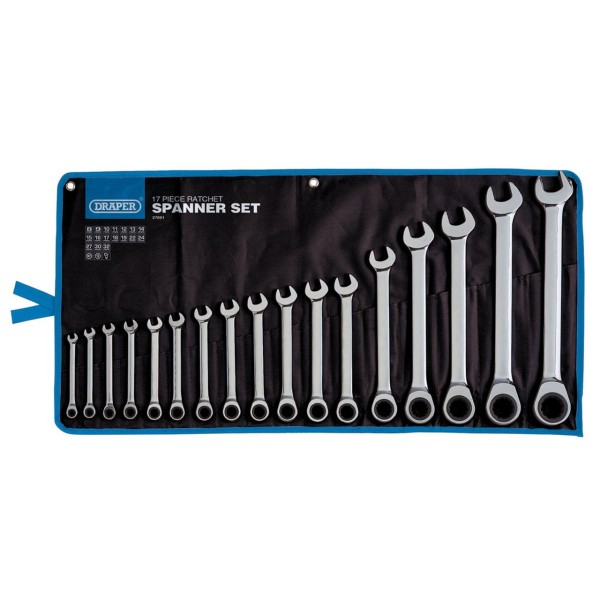 Draper HI-TORQ® Metric Ratchet Combination Spanner Set (17 Piece) (27691) Draper HI-TORQ® Metric Ratchet Combination Spanner Set (17 Piece) (27691)