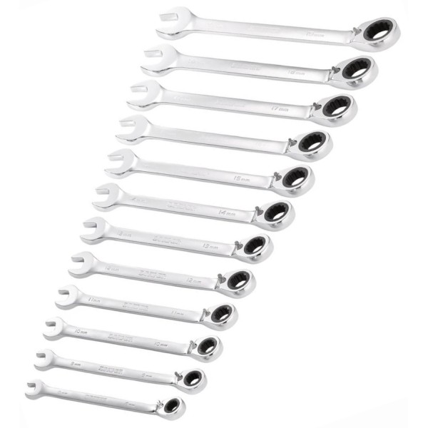 Draper HI-TORQ® Metric Reversible Ratchet Combination Spanner Set (12 Piece) (27692) Draper HI-TORQ® Metric Reversible Ratchet Combination Spanner Set (12 Piece) (27692)