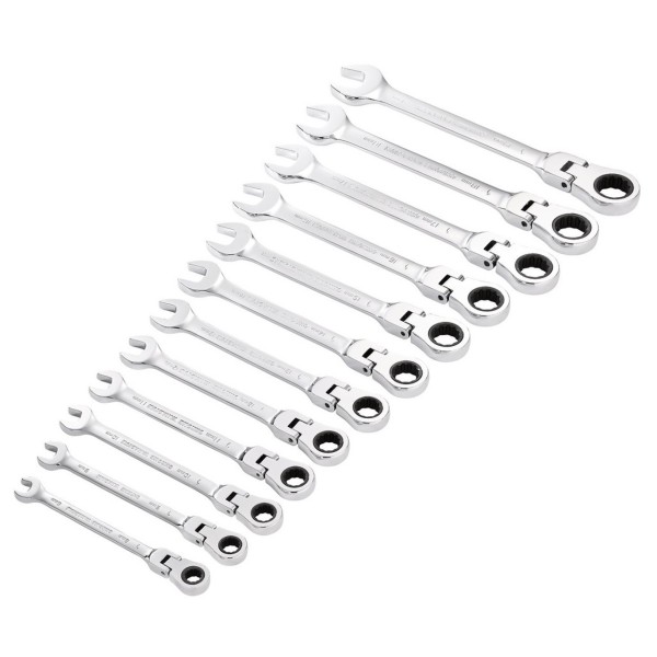 Draper HI-TORQ® Metric Flexible Head Ratchet Combination Spanner Set (12 Piece) (27733) Draper HI-TORQ® Metric Flexible Head Ratchet Combination Spanner Set (12 Piece) (27733)