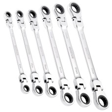 Draper HI-TORQ® Metric Flexible Head Double Ring Ratchet Spanner Set (6 Piece) (27762)