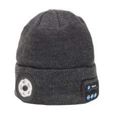 Draper Smart Wireless Rechargeable Beanie with LED Head Torch and USB Charging Cable, Grey, One Size