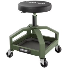 Bunker® Adjustable Steel Work Stool (29725) – Heavy Duty Rolling Mechanic's Workshop Stool