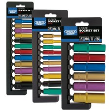 Draper EXPERT 1/2", 3/8" & 1/4" Sq. Dr. Metric Coloured Deep Socket Set 3 PACK DEAL (28 Piece)