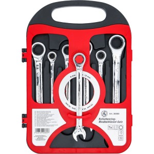 BGS Technic Ratchet Combination Spanner Set 8–19mm 7 Piece – Professional Ratcheting Wrench Set