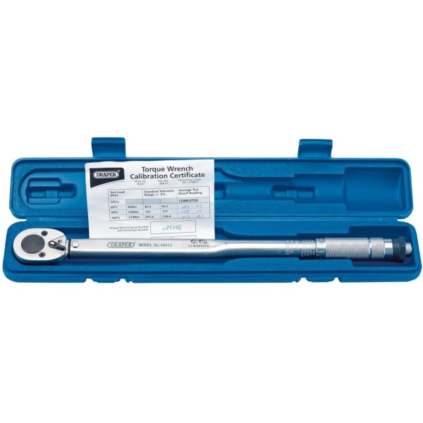 Draper Ratchet Torque Wrench, 1/2" Sq. Dr., 30 - 210Nm/22.1 - 154.9lb-ft (30357) Draper Ratchet Torque Wrench, 1/2" Sq. Dr., 30 - 210Nm/22.1 - 154.9lb-ft (30357)