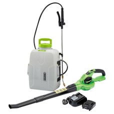 Draper D20 20V Backpack Sprayer & Leaf Blower, 1 x 2.0Ah Battery, 1 x Charger