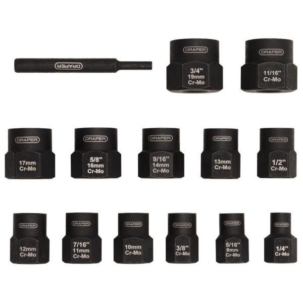 Draper Impact Nut and Bolt Remover Set (14 Piece) (31802) Draper Impact Nut and Bolt Remover Set (14 Piece) (31802)