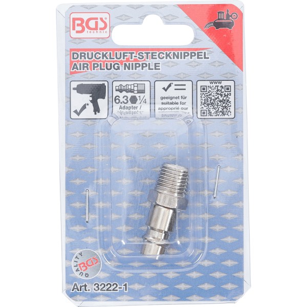 BGS Technic Air Nipple | 6.3 mm (1/4") External Thread BGS Technic Air Nipple | 6.3 mm (1/4") External Thread