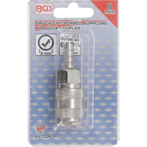 BGS Technic Air Quick Coupler with 8mm Hose Connection BGS Technic Air Quick Coupler with 8mm Hose Connection