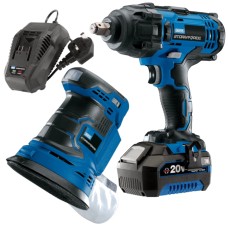 Draper Storm Force 20V Power Tool Bundle - 400Nm Impact Wrench, Sander, Battery & Charger (32866)
