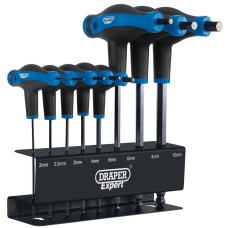 Draper EXPERT Soft Grip 'T' Handle Hexagon and Ball End Key Set (8 Piece)