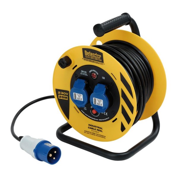 Defender E86475 230V 2-Way Light Industrial Cable Reel, 16A, 25m (35115) Defender E86475 230V 2-Way Light Industrial Cable Reel, 16A, 25m (35115)