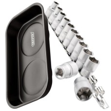 Draper Magnetic Parts Tray & 12-Piece Metric 1/2" Socket Rail Set Bundle (36337)
