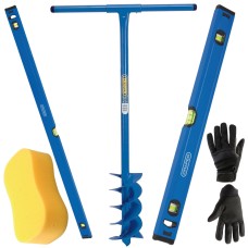 Draper Groundworks & Fencing Essentials Bundle - Auger, Box Levels, Gloves & Sponge (36349)