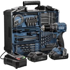 DXPULSE DX18 by Draper 18V Brushless Combi Drill Kit with 2 x 2Ah Battery and 74pc Accessories (39660)