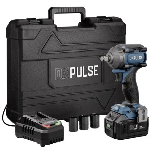 DXPULSE DX18 by Draper 18V Brushless Impact Wrench Set, 1/2" Sq. Dr., 400Nm, 1 x 4.0Ah Battery, 1 x 2.4A Charger (39661) DXPULSE DX18 by Draper 18V Brushless Impact Wrench Set, 1/2" Sq. Dr., 400Nm, 1 x 4.0Ah Battery, 1 x 2.4A Charger (39661)