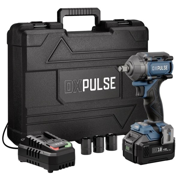 DXPULSE DX18 by Draper 18V Brushless Impact Wrench Set, 1/2" Sq. Dr., 400Nm, 1 x 4.0Ah Battery, 1 x 2.4A Charger (39661) DXPULSE DX18 by Draper 18V Brushless Impact Wrench Set, 1/2" Sq. Dr., 400Nm, 1 x 4.0Ah Battery, 1 x 2.4A Charger (39661)