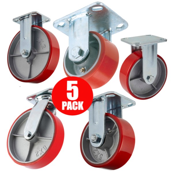 Draper Heavy Duty 5 Piece Castor Wheel Bundle - Polyurethane Industrial Castors (39745) Draper Heavy Duty 5 Piece Castor Wheel Bundle - Polyurethane Industrial Castors (39745)