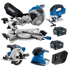 Draper D20 7 Piece Woodworking Bundle - Circular Saw, Jigsaw, Mitre Saw & Sander Kit (39874)
