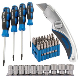 Draper Hand Tool Essentials Bundle - Knife, Socket Set & Screwdrivers (40316)