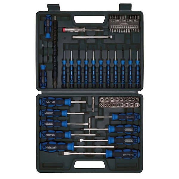Draper Screwdriver, Socket and Bit Set, Blue (70 Piece) (40850) Draper Screwdriver, Socket and Bit Set, Blue (70 Piece) (40850)