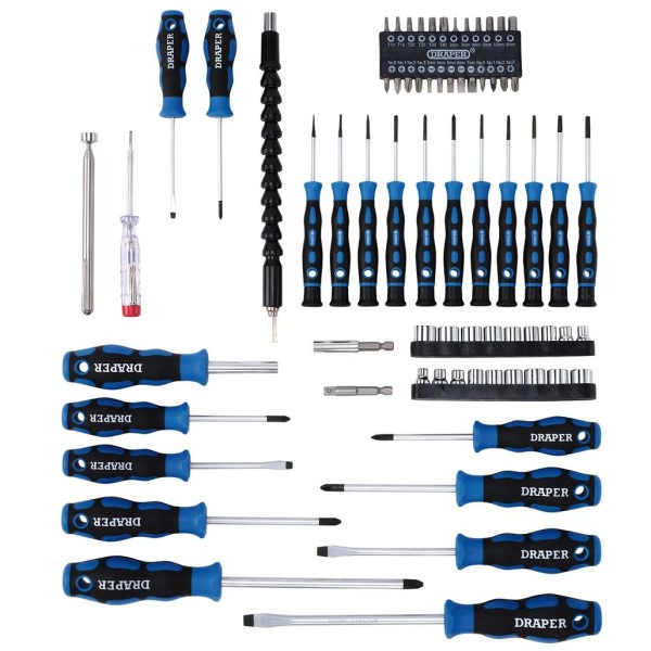 Draper Screwdriver, Socket and Bit Set, Blue (70 Piece) (40850) Draper Screwdriver, Socket and Bit Set, Blue (70 Piece) (40850)