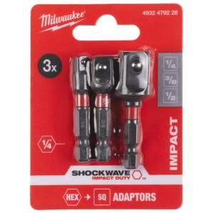 Milwaukee 3 Piece ShockWave Impact Duty Adaptor Set (4932479228)