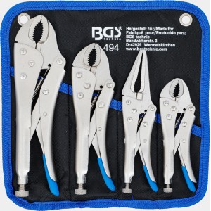 BGS Technic 4pc Locking Grip Pliers Set - Heavy Duty Vice Grip Set
