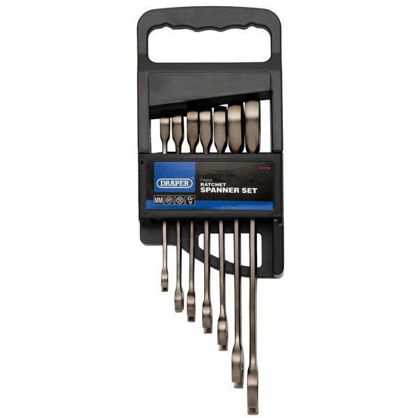 Draper HI-TORQ® Metric Ratcheting Combination Spanner Set, Black (7 Piece) (51178) Draper HI-TORQ® Metric Ratcheting Combination Spanner Set, Black (7 Piece) (51178)
