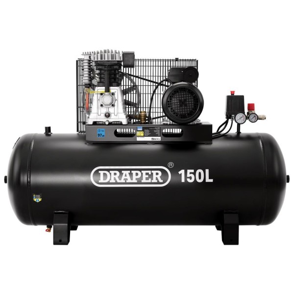 Draper 230V 150L Stationary Belt-Driven Air Compressor, 2.2kW/3HP (55304) Draper 230V 150L Stationary Belt-Driven Air Compressor, 2.2kW/3HP (55304)