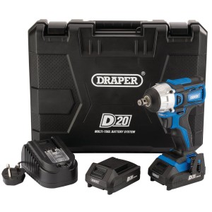 Draper D20 20V Brushless Impact Wrench, 1/2" Sq. Dr., 250Nm, 2 x 2.0Ah Batteries, 1 x Charger (55343) Draper D20 20V Brushless Impact Wrench, 1/2" Sq. Dr., 250Nm, 2 x 2.0Ah Batteries, 1 x Charger (55343)
