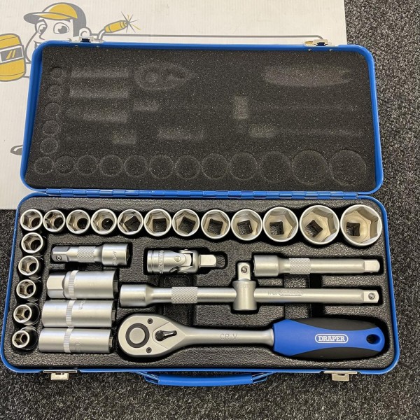 Draper Metric Socket Set, 1/2" Sq. Dr. (26 Piece) (16368) Draper Metric Socket Set, 1/2" Sq. Dr. (26 Piece) (16368)
