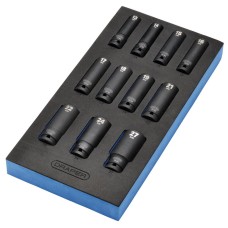 Draper HI-TORQ® Metric Deep Impact Socket Set in EVA Drawer Insert Tray, 1/2" Sq. Dr. (11 Piece) (63483)