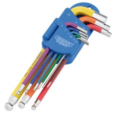 Draper Expert Metric Hex. and Ball End Key Set, Colour Coded (9 Piece) (66132)